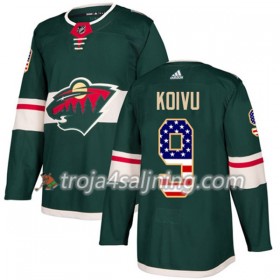 Minnesota Wild tröja Mikko Koivu 9 Adidas 2017-2018 Grön USA Flag Fashion Authentic - NHL Tröjor Herr